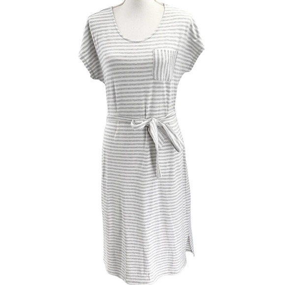 Lands End NEW Womens Size XS Petite Midi Striped Tee Shirt Dress Short Sleeves - Picture 1 of 5